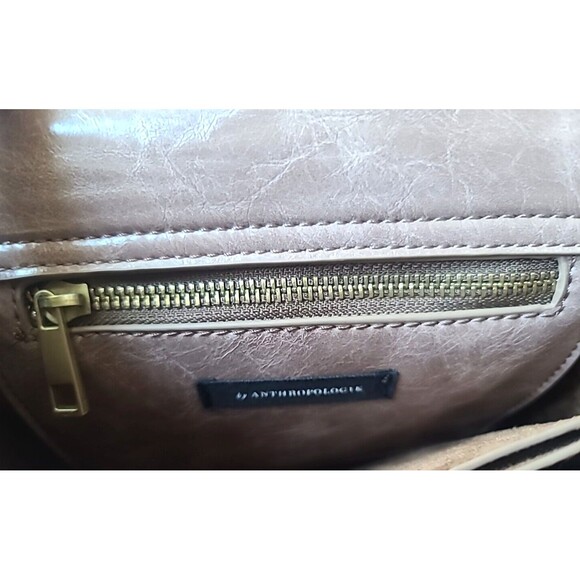 NWOT Anthropologie Half Moon Genuine Leather Handbag Crossbody Bag Blush Mauve - Picture 8 of 15